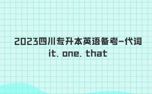 2023四川專升本英語(yǔ)備考-代詞it、one、that