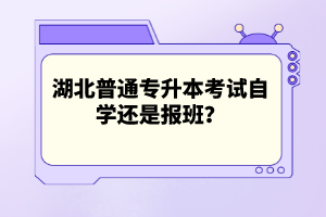 湖北普通專升本考試自學(xué)還是報(bào)班？