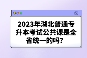 2023年湖北普通專升本考試公共課是全省統(tǒng)一的嗎？