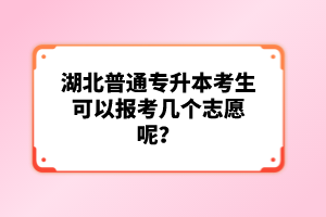 湖北普通專升本考生可以報考幾個志愿呢？