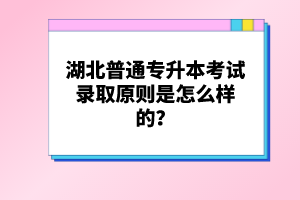 湖北普通專升本考試錄取原則是怎么樣的？