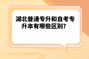 湖北普通專升和自考專升本有哪些區(qū)別？