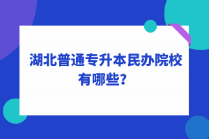 2022年湖北普通專升本民辦院校有哪些？