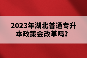 2023年湖北普通專升本政策會(huì)改革嗎？