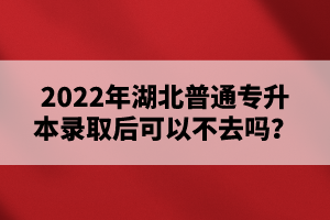 2022年湖北普通專升本錄取后可以不去嗎？