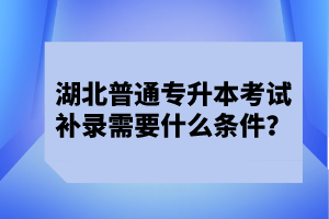 湖北普通專升本考試補(bǔ)錄需要什么條件？