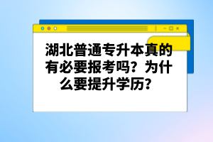 湖北普通專升本真的有必要報(bào)考嗎？為什么要提升學(xué)歷？