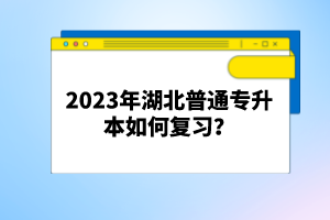 2023年湖北普通專升本如何復(fù)習(xí)？