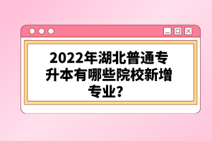 2022年湖北普通專升本有哪些院校新增專業(yè)？