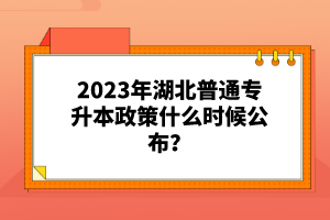 2023年湖北普通專升本政策什么時(shí)候公布？