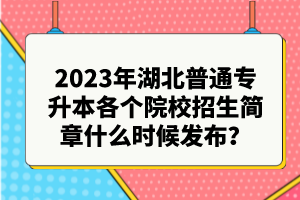 2023年湖北普通專升本各個院校招生簡章什么時候發(fā)布？