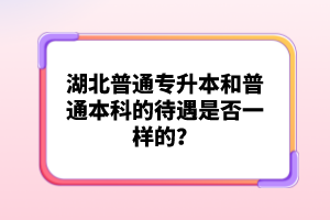 湖北普通專升本和普通本科的待遇是否一樣的？