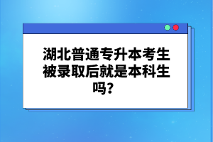 湖北普通專(zhuān)升本考生被錄取后就是本科生嗎？