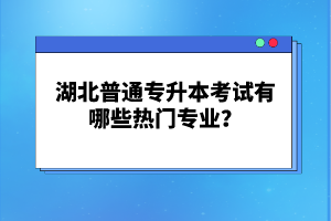 湖北普通專升本考試有哪些熱門專業(yè)？