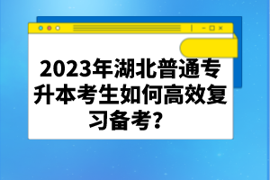 2023年湖北普通專升本考生如何高效復習備考？