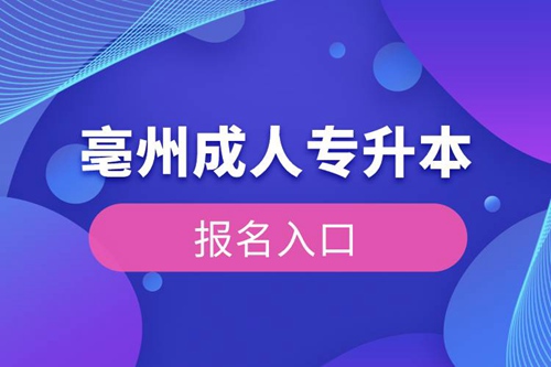 亳州成人專升本報名入口