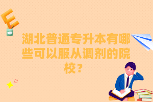 湖北普通專升本有哪些可以服從調(diào)劑的院校？