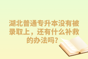 湖北普通專升本沒有被錄取上，還有什么補(bǔ)救的辦法嗎？