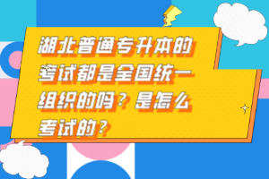 湖北普通專升本的考試都是全國(guó)統(tǒng)一組織的嗎？是怎么考試的？