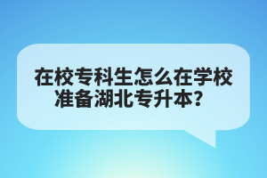 在校?？粕趺丛趯W校準備湖北專升本？