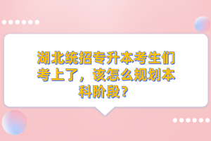 湖北統(tǒng)招專升本考生們考上了，該怎么規(guī)劃本科階段？